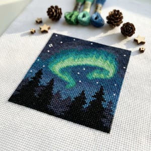 Schattig mini Aurora Borealis-kruissteekpatroon | Borduurring borduurring | PDF | Direct downloaden | Commercieel gebruik | Kruissteektabel