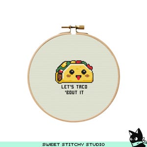 Cute Taco Cross Stitch Pattern | Hoop Embroidery | PDF | Instant Download | Commercial Use | Cross Stitch Chart