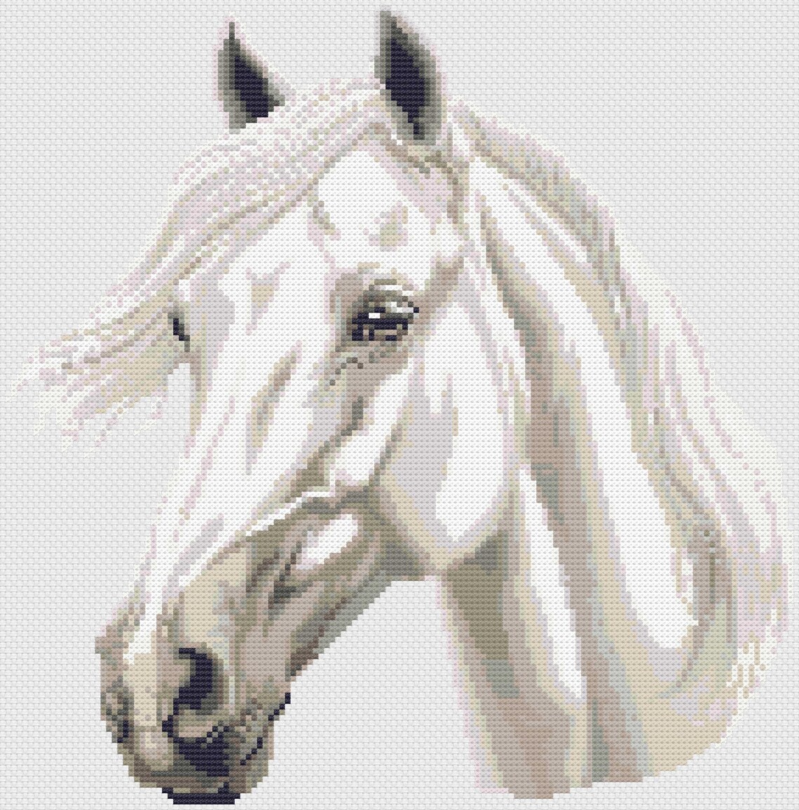 Cute White Horse Cross Stitch Pattern | Hoop Embroidery | PDF | Instant ...