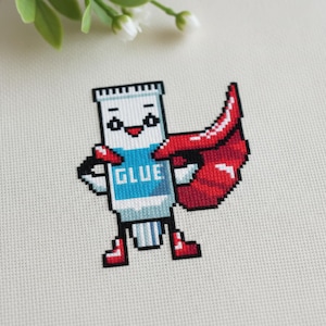 Cute Super Glue Hero Cross Stitch Pattern | Hoop Embroidery | PDF | Instant Download | Commercial Use | Cross Stitch Chart