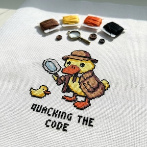 Cute Duck Quacking The Code Cross Stitch Pattern | Hoop Embroidery | PDF | Instant Download | Commercial Use | Cross Stitch Chart