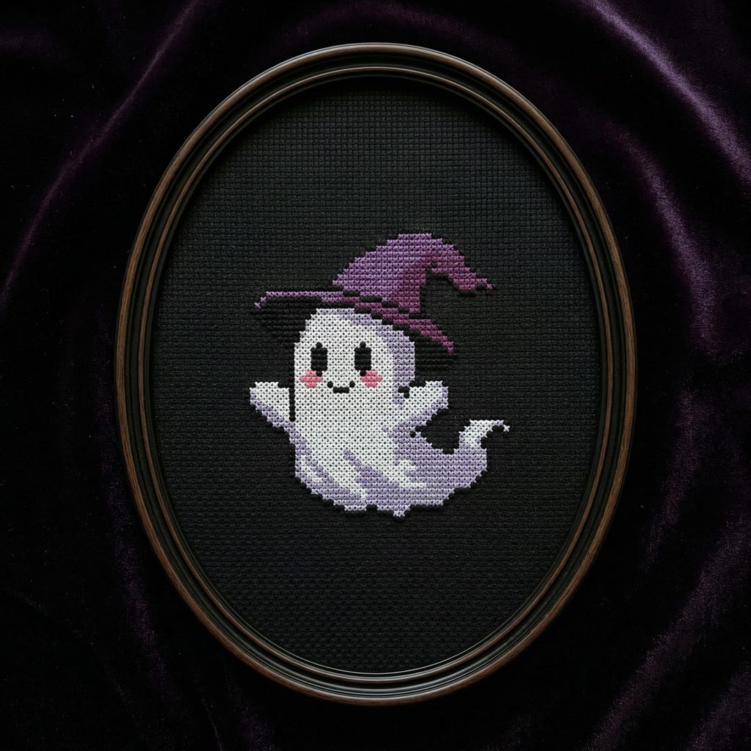 Cute Ghost Wizard Cross Stitch Pattern | Hoop Embroidery | PDF ...
