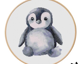 Cute Plushie Penguin Cross Stitch Pattern | Hoop Embroidery | PDF | Instant Download | Commercial Use | Cross Stitch Chart