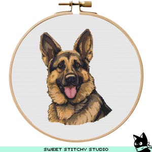 German Shepherd Cross Stitch Pattern | Hoop Embroidery | PDF | Instant Download | Commercial Use | Cross Stitch Chart