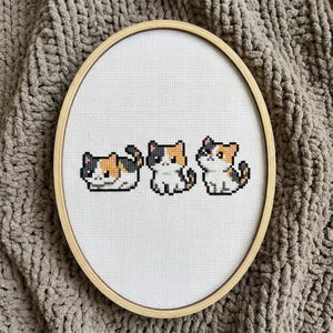 Calico Cat Cross Stitch Pattern PDF | Mini Cat Art Chart | Kawaii DIY Cross Stitch for Beginners, Instant Download