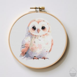 White Owl Cross Stitch Pattern | Hoop Embroidery | PDF | Instant Download | Commercial Use | Cross Stitch Chart