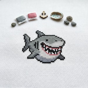 Cute Smiling Shark Cross Stitch Pattern | Hoop Embroidery | PDF | Instant Download | Commercial Use | Cross Stitch Chart