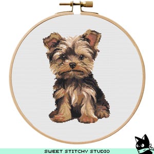 Yorkshire Terrier Cross Stitch Pattern | Hoop Embroidery | PDF | Instant Download | Commercial Use | Cross Stitch Chart