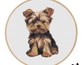 Yorkshire Terrier Cross Stitch Pattern | Hoop Embroidery | PDF | Instant Download | Commercial Use | Cross Stitch Chart