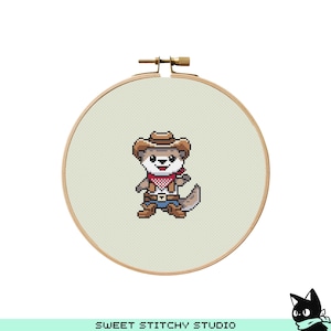 Leuk kruissteekpatroon ottercowboy | Borduurring borduurring | PDF | Direct downloaden | Commercieel gebruik | Kruissteektabel