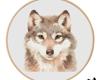 Cute Wolf Cross Stitch Pattern | Hoop Embroidery | PDF | Instant Download | Commercial Use | Cross Stitch Chart