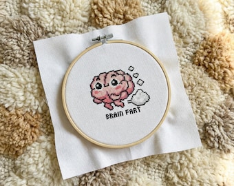 Cute Brain Fart Cross Stitch Pattern | Hoop Embroidery | PDF | Instant Download | Commercial Use | Cross Stitch Chart