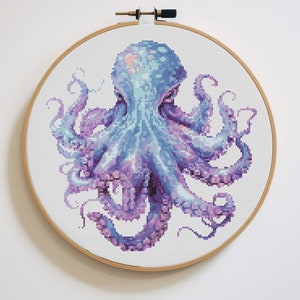 Octopus Sea Creature Cross Stitch Pattern | Hoop Embroidery | PDF | Instant Download | Commercial Use | Cross Stitch Chart