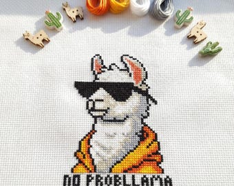 Cute No Probllama Llama Cross Stitch Pattern | Hoop Embroidery | PDF | Instant Download | Commercial Use | Cross Stitch Chart
