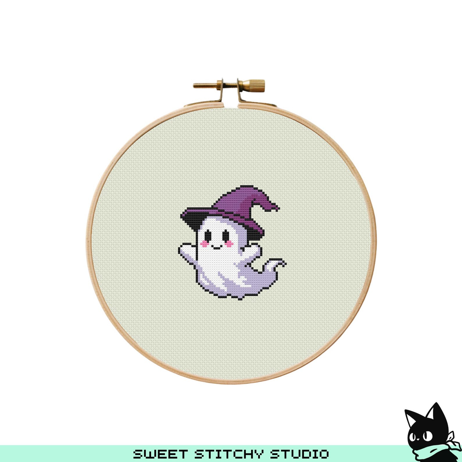 Cute Ghost Wizard Cross Stitch Pattern | Hoop Embroidery | PDF ...