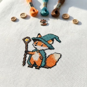 Cute Wizard Fox Cross Stitch Pattern | Hoop Embroidery | PDF | Instant Download | Commercial Use | Cross Stitch Chart