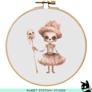 Cute Skeleton Cross Stitch Pattern | Hoop Embroidery | PDF | Instant Download | Commercial Use | Cross Stitch Chart