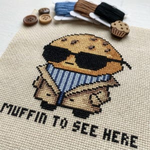 Cute Muffin To See Here Cross Stitch Pattern | Hoop Embroidery | PDF | Instant Download | Commercial Use | Cross Stitch Chart