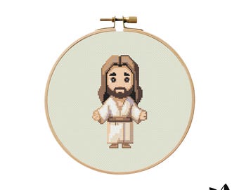 Cute Jesus Cross Stitch Pattern | Hoop Embroidery | PDF | Instant Download | Commercial Use | Cross Stitch Chart