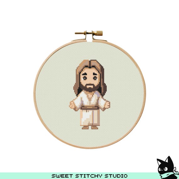 Cute Jesus Cross Stitch Pattern | Hoop Embroidery | PDF | Instant Download | Commercial Use | Cross Stitch Chart