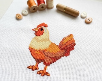 Cute Chicken Cross Stitch Pattern | Hoop Embroidery | PDF | Instant Download | Commercial Use | Cross Stitch Chart