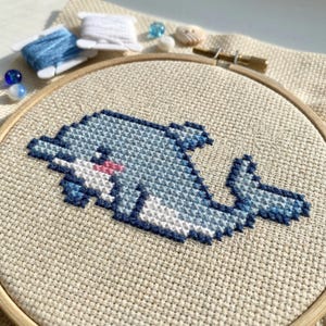 Cute Small Dolphin Cross Stitch Pattern | Hoop Embroidery | PDF | Instant Download | Commercial Use | Cross Stitch Chart