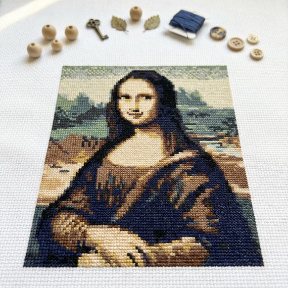 かわいいモナリザのクロスステッチパターン | フープ刺繍 | PDF | すぐ 