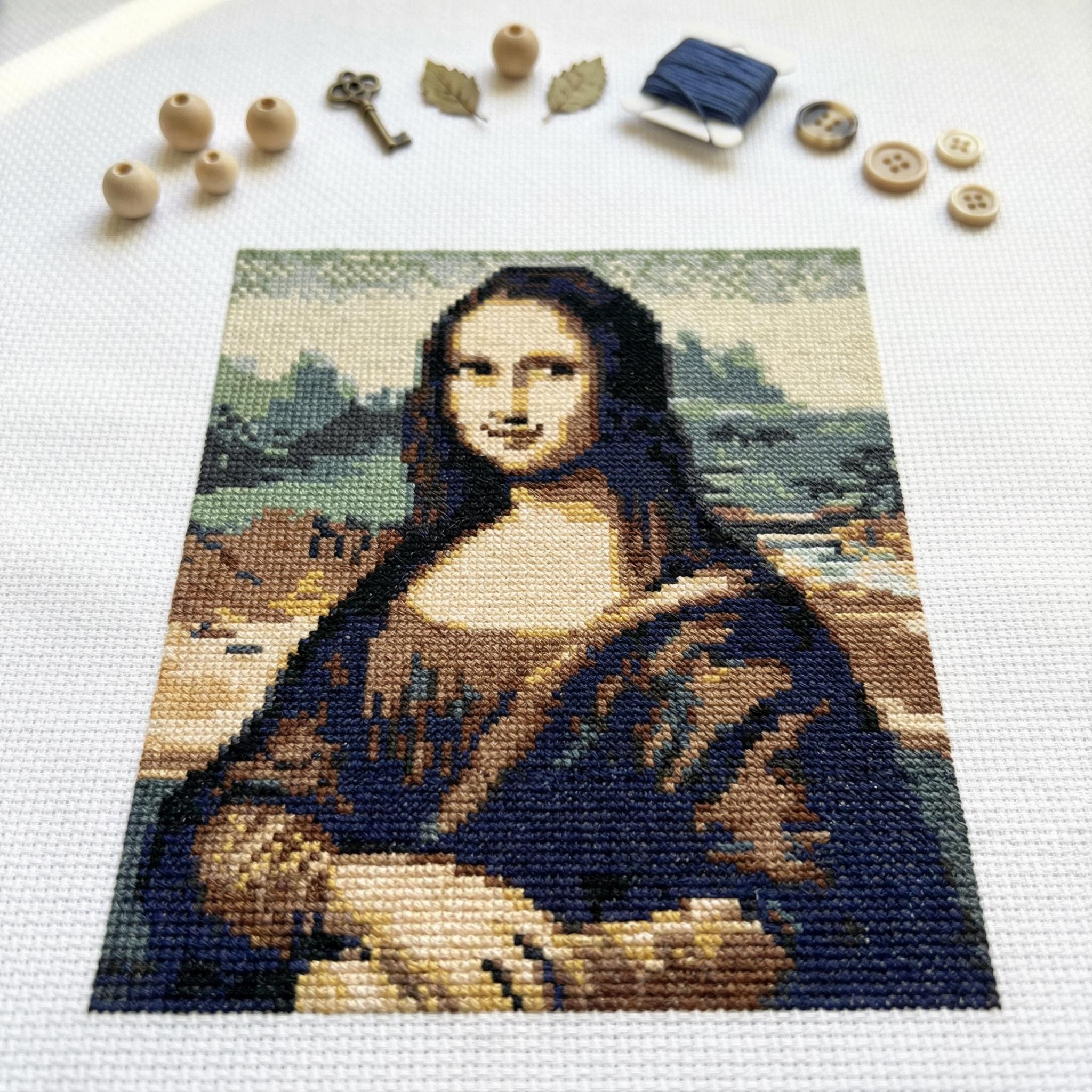 かわいいモナリザのクロスステッチパターン | フープ刺繍 | PDF | すぐ