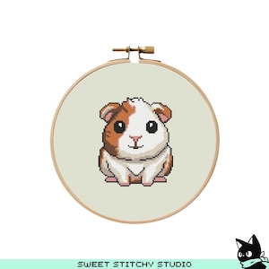 Cute Guinea Pig Cross Stitch Pattern | Hoop Embroidery | PDF | Instant Download | Commercial Use | Cross Stitch Chart