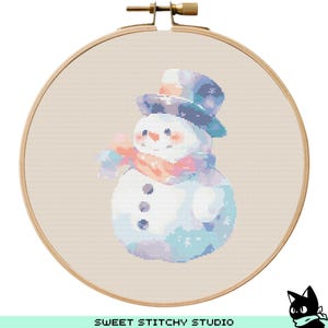 Cute Snowman Cross Stitch Pattern | Hoop Embroidery | PDF | Instant Download | Commercial Use | Cross Stitch Chart