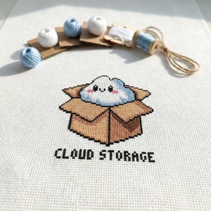 Cute Cloud Storage Cross Stitch Pattern | Hoop Embroidery | PDF | Instant Download | Commercial Use | Cross Stitch Chart