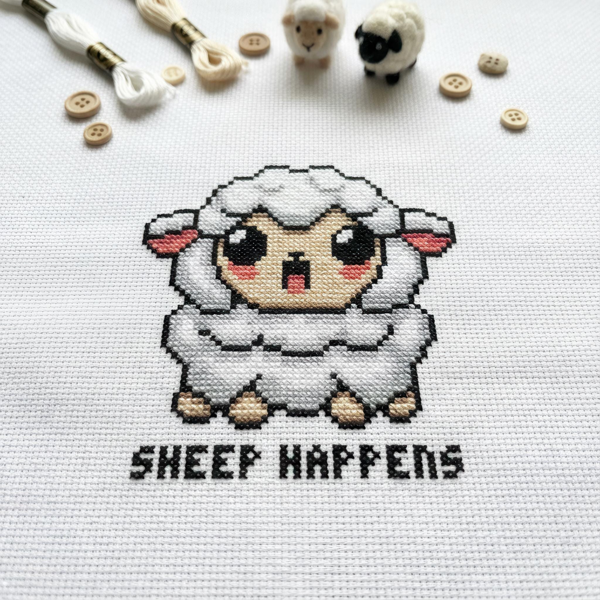 キュートな羊のクロスステッチパターン | フープ刺繍 | PDF | すぐに