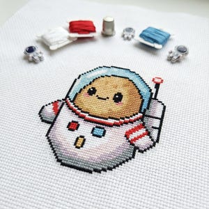 Cute Space Potato Astronaut Cross Stitch Pattern | Hoop Embroidery | PDF | Instant Download | Commercial Use | Cross Stitch Chart