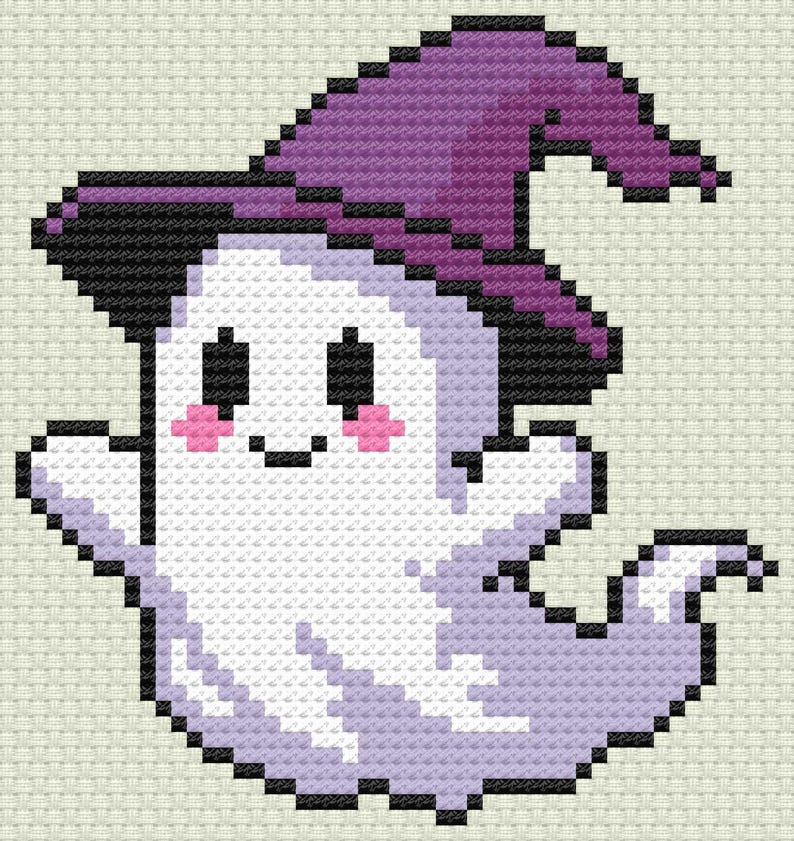 Cute Ghost Wizard Cross Stitch Pattern | Hoop Embroidery | PDF ...