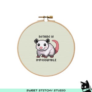 Cute Possum Impossumble Cross Stitch Pattern | Hoop Embroidery | PDF | Instant Download | Commercial Use | Cross Stitch Chart