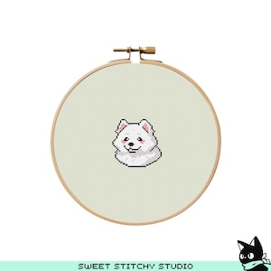 Cute Small Samoyed Cross Stitch Pattern | Hoop Embroidery | PDF | Instant Download | Commercial Use | Cross Stitch Chart