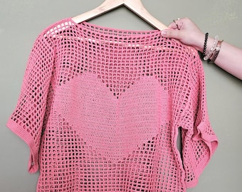 Filet Crochet Heart Top Pattern: Beginner-Friendly (Digital Download)
