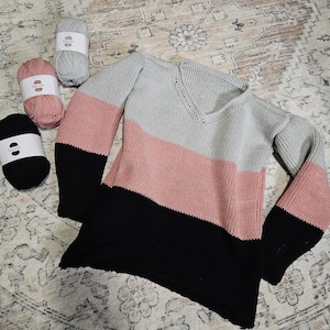 Blush & Shadow Tunisian Knit Jumper Instant Download Tunisian Crochet Pattern Download Digital Pattern