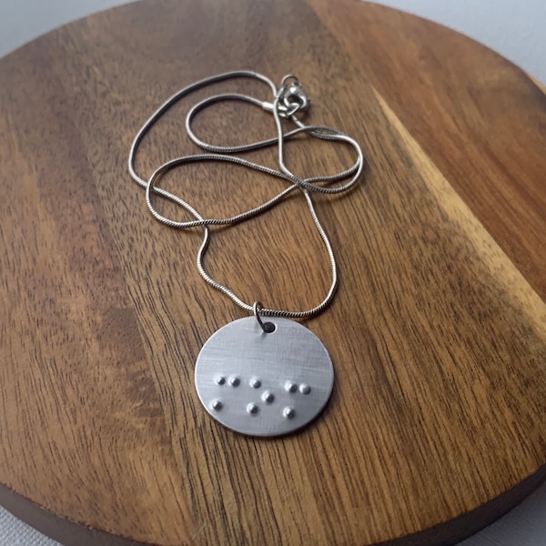Braille Tactile Necklace: “mom” Hand Stamped Necklace friend coworker family gift present