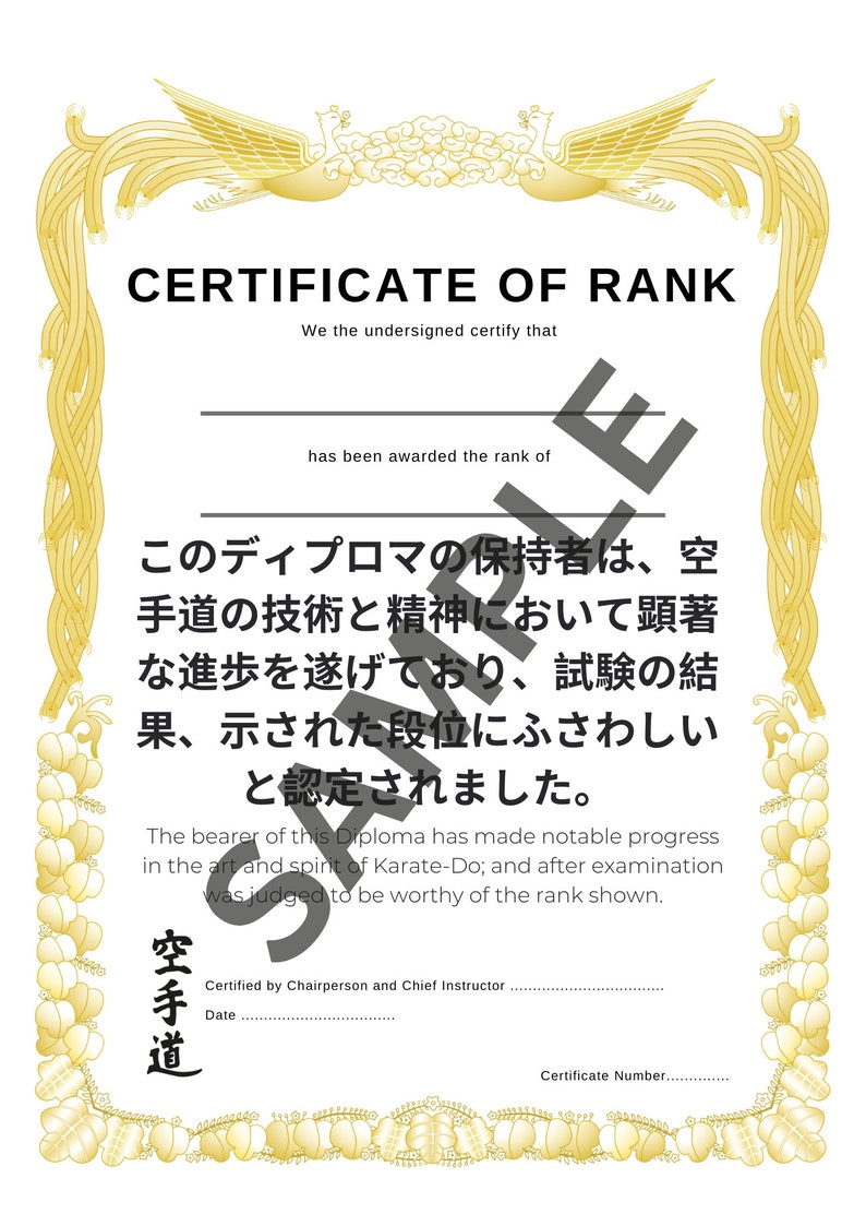 Japanese Karate Black Belt Certificate 100% customizable Digital Download zdjęcie 1