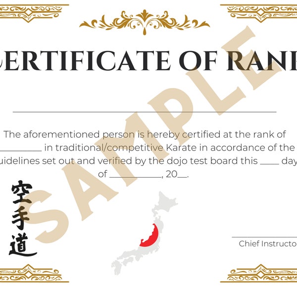 Black Belt Certificate Etsy