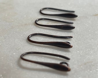 Brass Earring Hooks, 5 Colors Available. Substantial wire thickness, 8.5mm wide x 20.5mm long,  2 Pairs per Order.