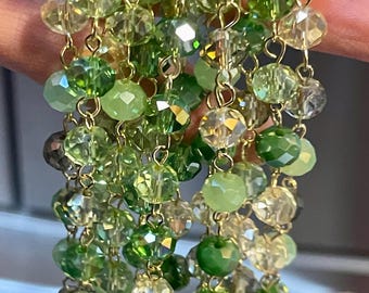 Bead Chain, 7.8mm, Sea Green, Glass Faceted Rondelle Bead Chain.  Priced per foot.    B7 D3