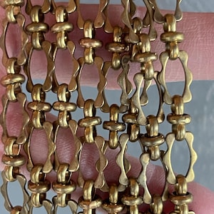 Remarkable Solid Brass Chain. 10.9mm Scalloped Edge Links. Raw Unplated Brass. Great watch chain.  Priced by the foot.