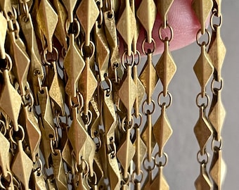 Handmade Solid Brass Raw Unplated Bar Chain. Soft, Natural Brass Color. 12x4x2mm, Excellent quality. Priced by the foot