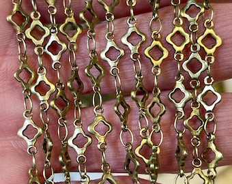 6mm X 10mm, Beautiful, Retro Gothic Design, Brass Chain. The Links Are Soldered to Make it Super Strong.  Priced By The Foot. 2 Colors