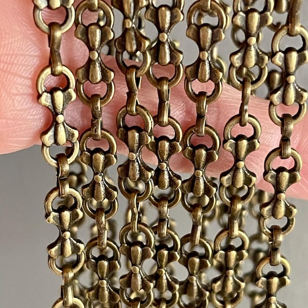 Handmade Antiqued Bronze Bar Chain: Jewelry Supplies, Priced by Foot