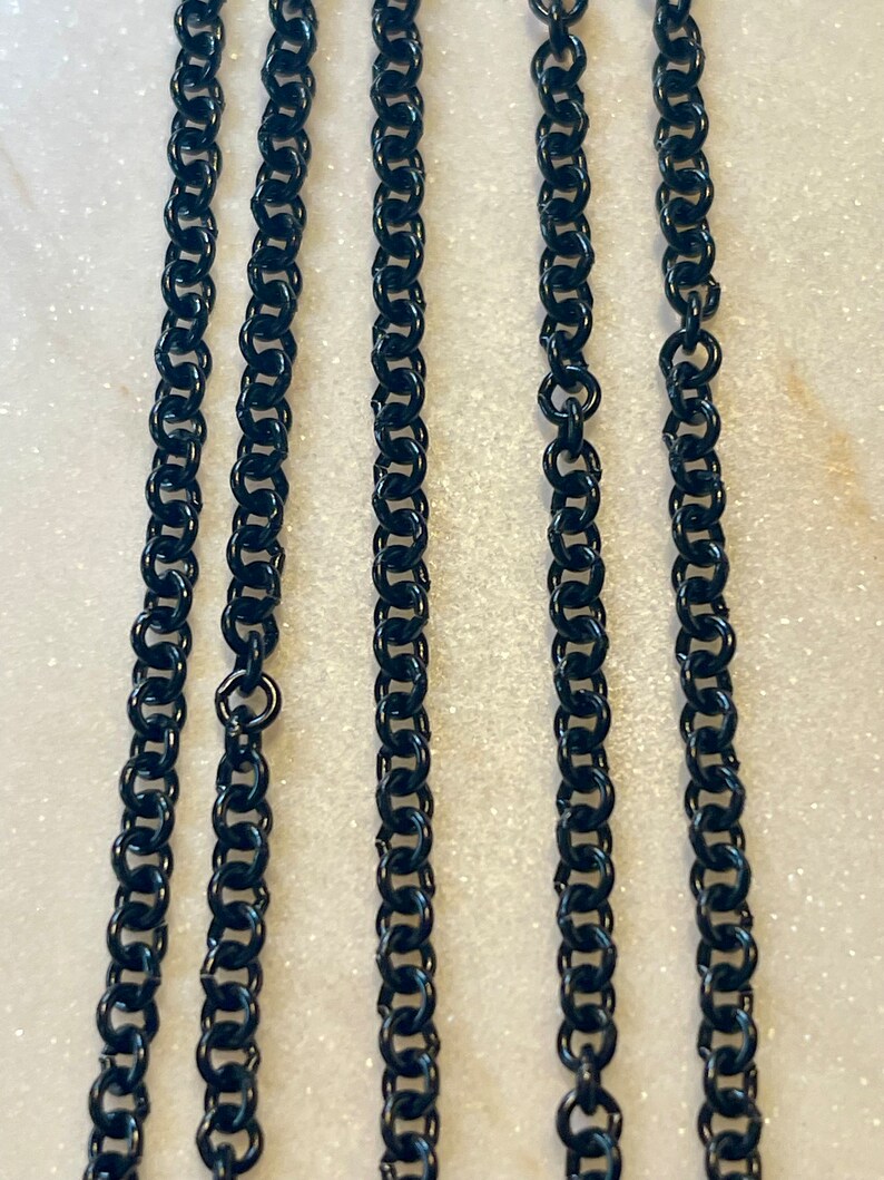 3.5x0.8mm. Black Stainless Steel Rolo Chain. Belcher Chain. Priced by