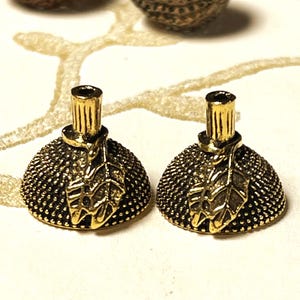 Woodland Acorn Brass Color Bead Caps 2 Per Order.  Earrings not included   B1 D2