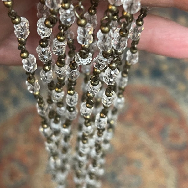 4.2mm Glass Beads. Crystal Clear. Bead Chain on Brass Wire. Sold by the Foot.